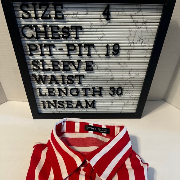 DROIMP Chic Red & White Striped Long Blouse - Size 4/Small - Picture 13 of 13